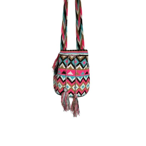 Wayuu Mochila Bag 100% Authentic Handmade Large Size drawstring bucket handbag - Picture 2 of 10